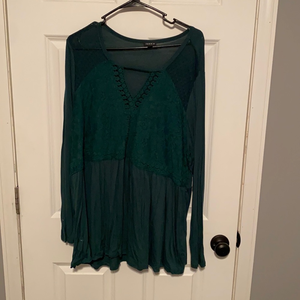 Dark green key hole blouse